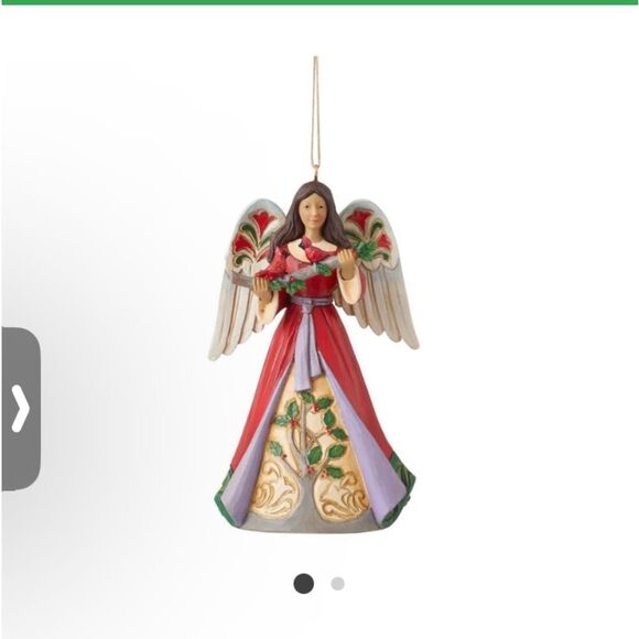 Jim Shore Christmas Angel With Holly Ornament - Picture 1 of 3